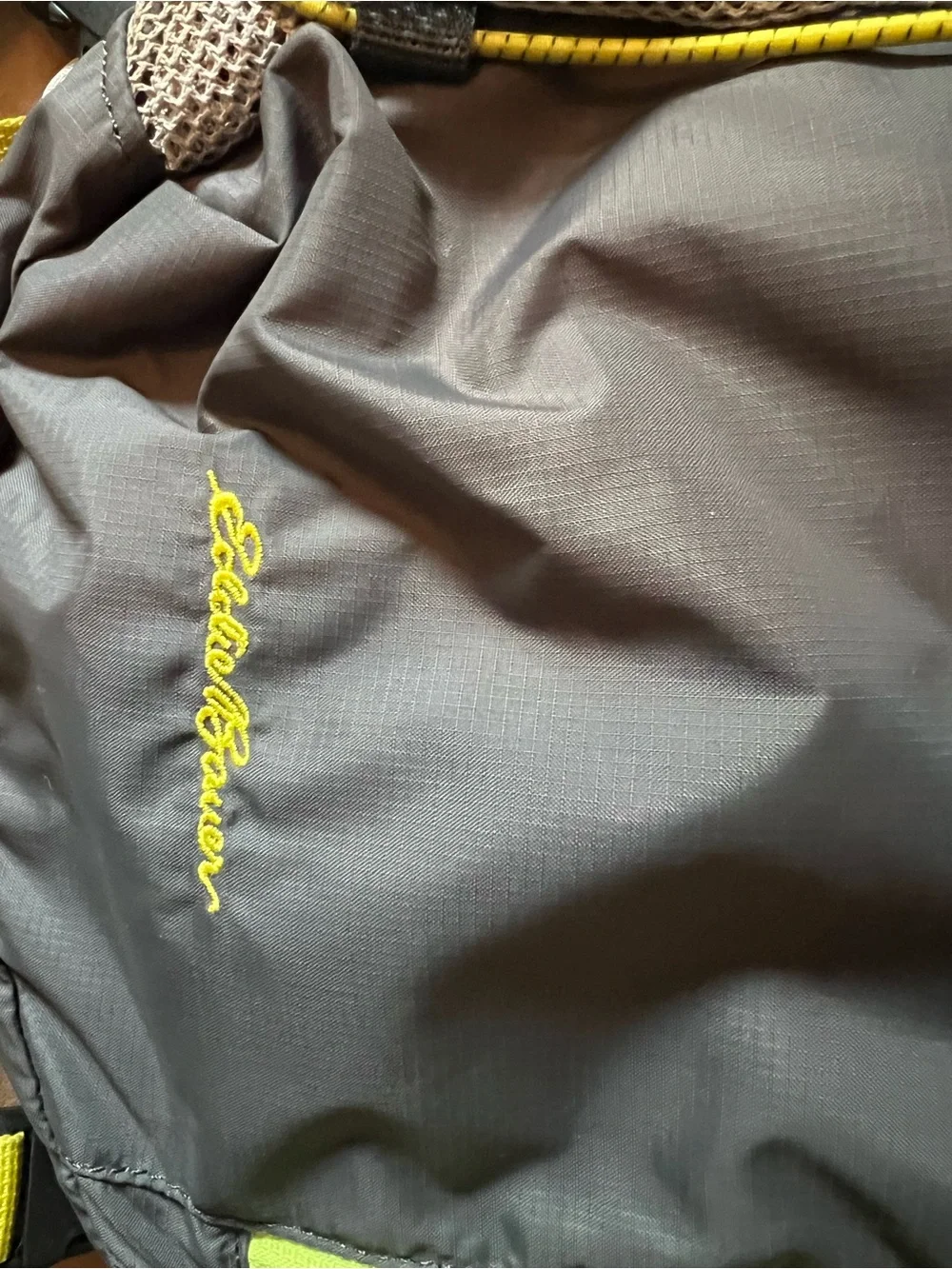 Eddie Bauer Gray Sling Backpack with Yellow Accents
